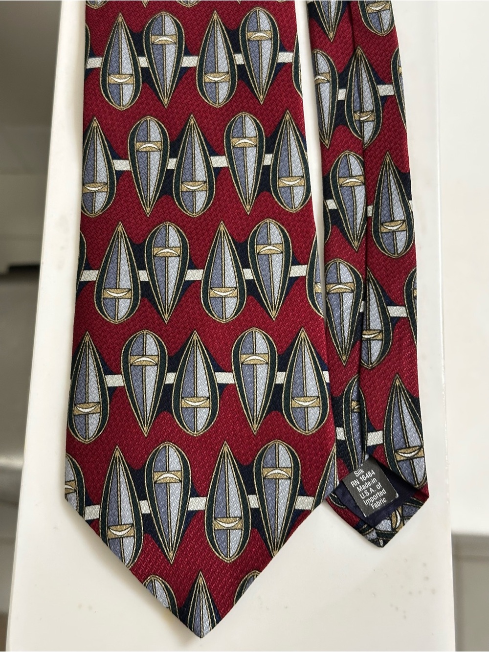 Classic Red Geometric Silk Men's Tie